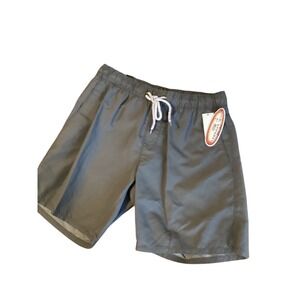 US Apparel Mens Swim Trunks Shorts Gray Elastic Waist Drawstring Size Small